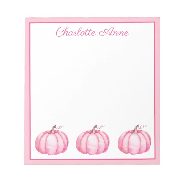 Niedlich Pink Pumpkins Personalisiert Notizblock (Vorderseite)