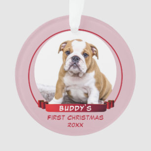 Niedlich Pink Puppy 1. Weihnachtshund Foto Ornament