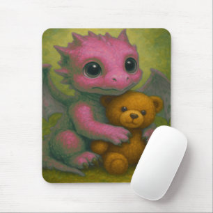 Niedlich Pink Puppy Mit Augen Baby Dragon mit Tedd Mousepad