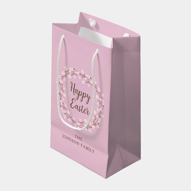Niedlich Pink Pussy Willow Happy Oaster Kleine Geschenktüte (Cute Pink Pussy Willow Happy Easter Small Gift Bag)