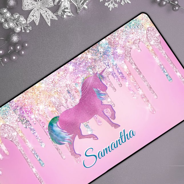 Niedlich Pink Rainbow Einhorn Glitzer Tropfen Mono Schreibtischunterlage (Von Creator hochgeladen)