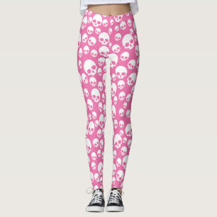 Niedlich Pink Random Skulls Muster Leggings