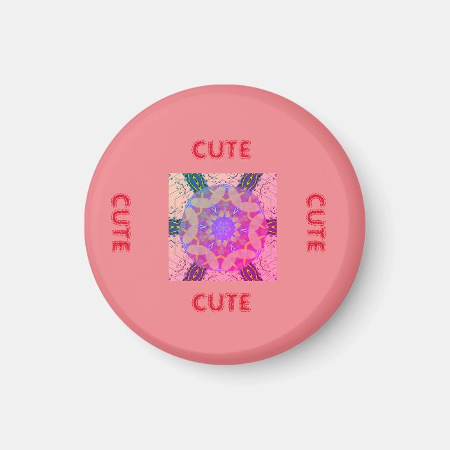 niedlich PINK _RED _ROUND Magnet (Vorne)