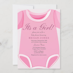 Niedlich Pink Romper Die kleine Babydusche lädt ei Einladung