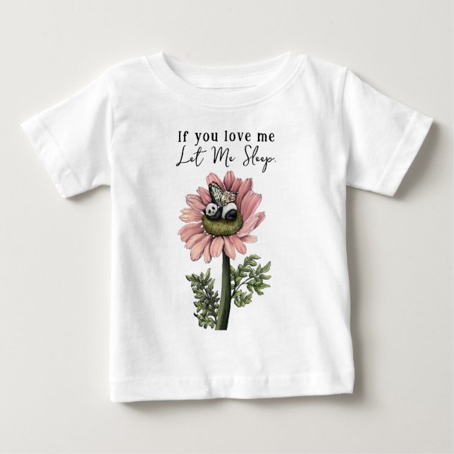 Niedlich Pink Sleeping Panda Bear Fairy Throw Kiss Baby T-shirt (Vorderseite)