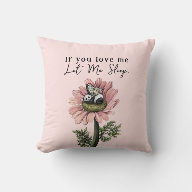 Niedlich Pink Sleeping Panda Bear Fairy Throw Kiss Kissen (Vorderseite)