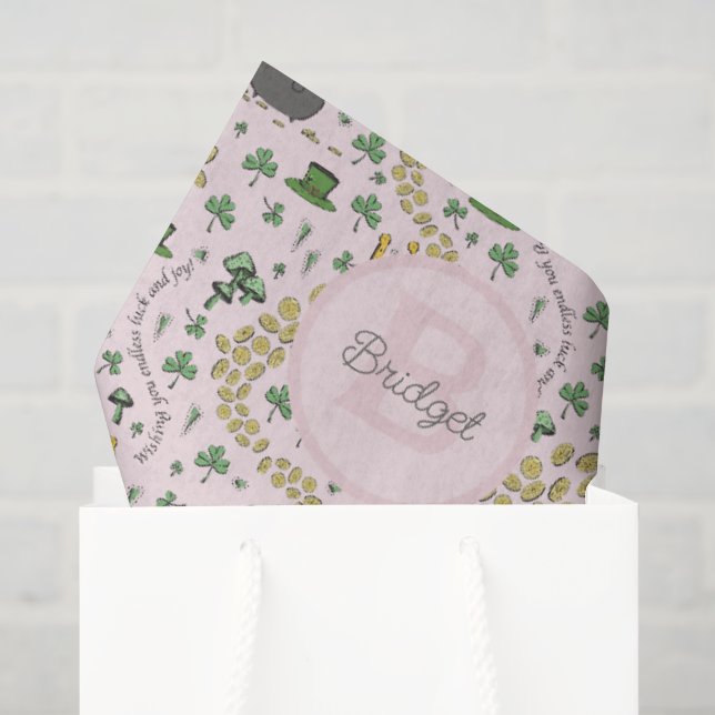 Niedlich Pink St. Patrick's Day Baby Girl Seidenpapier (Geschenktüte)