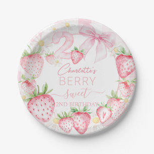 Niedlich Pink Strawberries Berry Sweet 2. Geburtst Pappteller