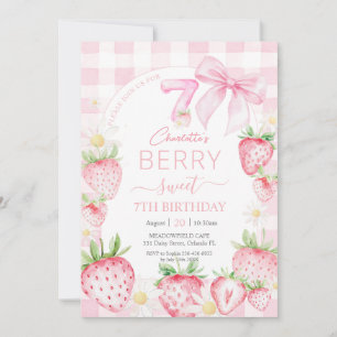 Niedlich Pink Strawberries Berry Sweet 7. Geburtst Einladung