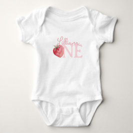 Niedlich Pink Strawberry Birthday Girl ONE Baby Strampler