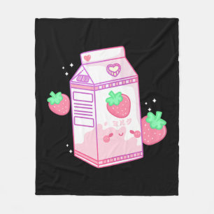 Niedlich Pink Strawberry Milk Japanisch Kawaii Ret Fleecedecke