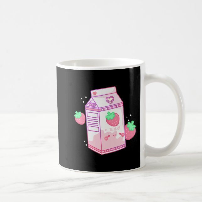 Niedlich Pink Strawberry Milk Japanisch Kawaii Ret Kaffeetasse (Rechts)