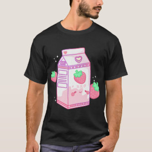 Niedlich Pink Strawberry Milk Japanisch Kawaii Ret T-Shirt