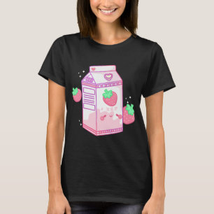 Niedlich Pink Strawberry Milk Japanisch Kawaii Ret T-Shirt