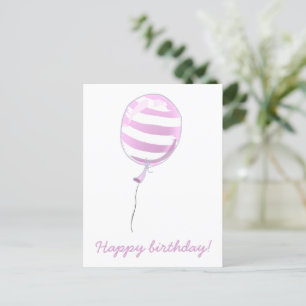Niedlich Pink Stripter Ballon - Kindergeburtstag Postkarte