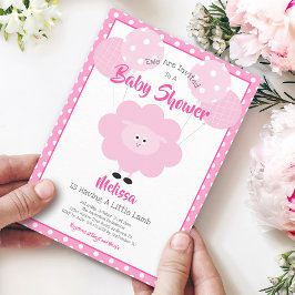 Niedlich Pink Sweet Lamb Moderne, einfache Babydus Einladung
