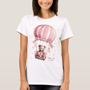 Niedlich Pink Teddy Bear Hot Air Ballon Elegant T-Shirt