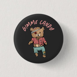 Niedlich Pink Teddy Bear Zombie Gimme Candy Hallow Button