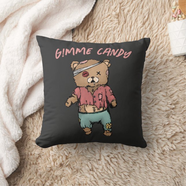 Niedlich Pink Teddy Bear Zombie Gimme Candy Hallow Kissen (Decke)