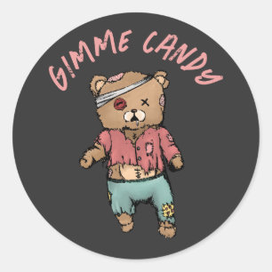 Niedlich Pink Teddy Bear Zombie Gimme Candy Hallow Runder Aufkleber
