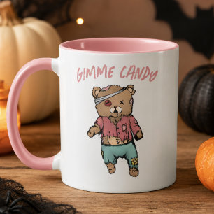 Niedlich Pink Teddy Bear Zombie Gimme Candy Hallow Tasse