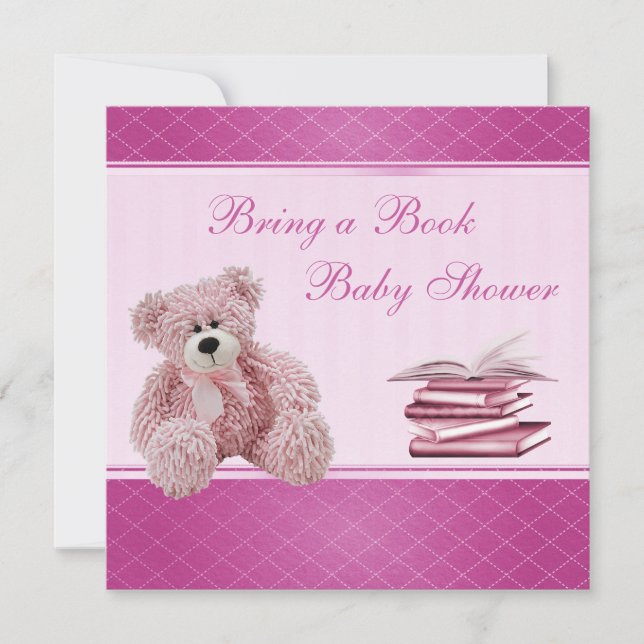 Niedlich Pink Teddy Elegant Bringen Sie eine Babyd Einladung (Vorderseite)