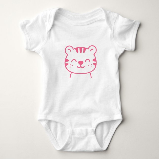 Niedlich Pink Tiger Baby Bodysuit Baby Strampler (Vorderseite)