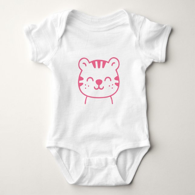 Niedlich Pink Tiger Baby Bodysuit Strampler (Vorderseite)