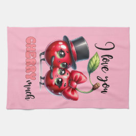 Niedlich Pink Trendy Red Cherry Couple Geschirrtuch