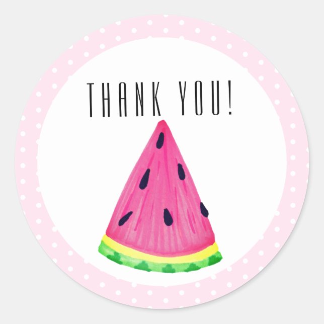 Niedlich Pink Tropical Watermelon Danke Runder Aufkleber (Vorderseite)