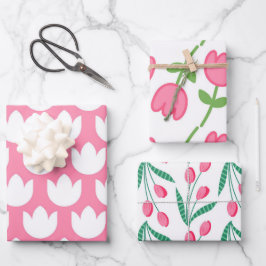 Niedlich Pink Tulip Geschenkpapier Set