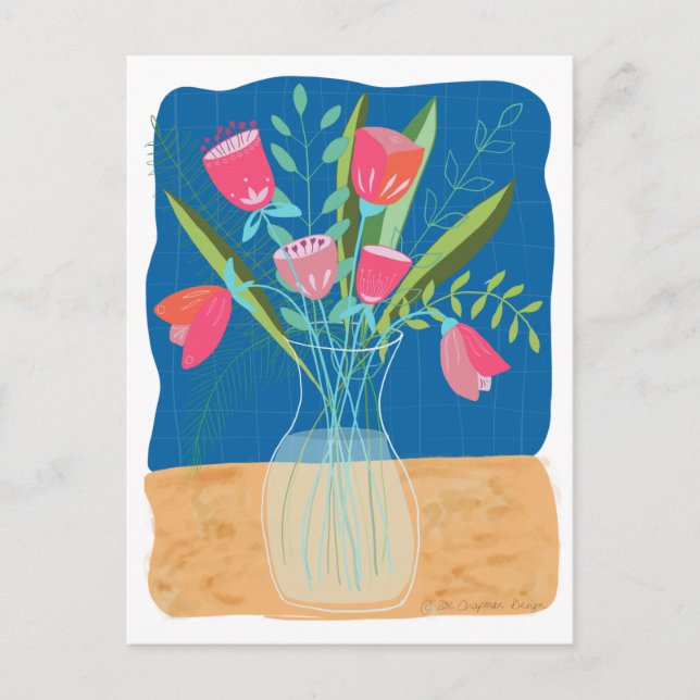 Niedlich-Pink-Tulpe Postkarte (Vorderseite)