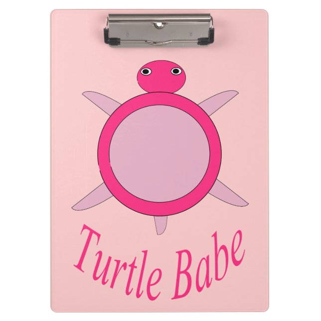 Niedlich Pink Turtle Babe Clipboard Klemmbrett (Vorderseite)