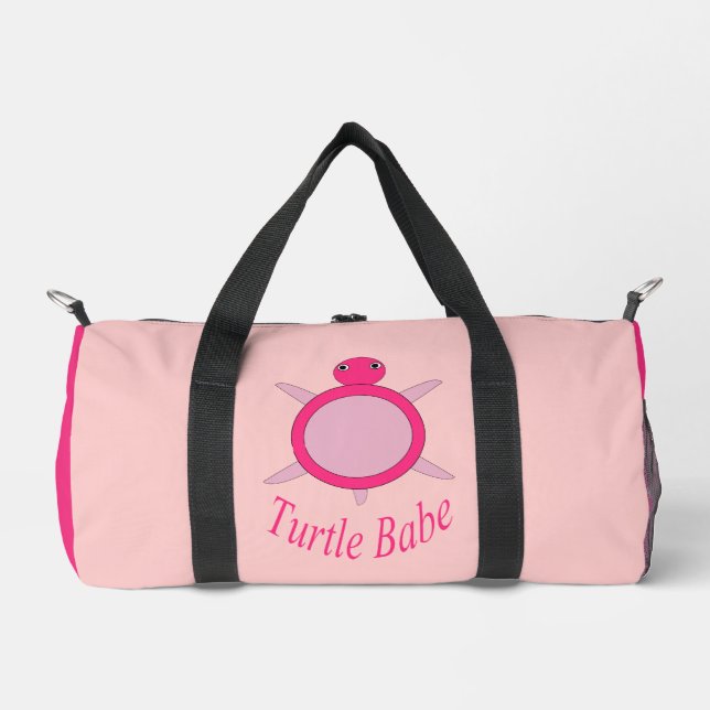 Niedlich Pink Turtle Babe Duffle Bag (Vorderseite)