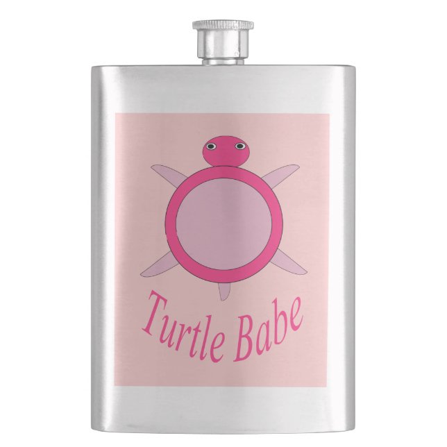 Niedlich Pink Turtle Babe Flask Flachmann (Vorderseite)