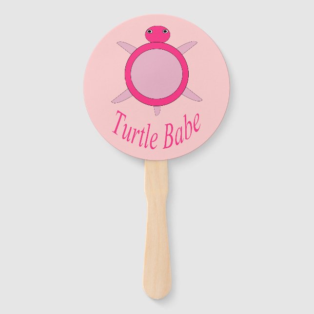 Niedlich Pink Turtle Babe Hand Fan Fächer (Vorderseite)