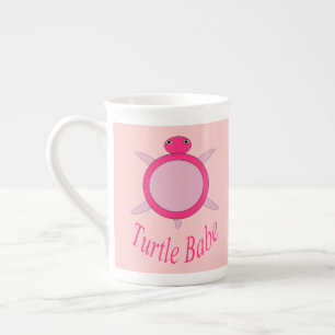 Niedlich Pink Turtle Babe Knochen China Tasse