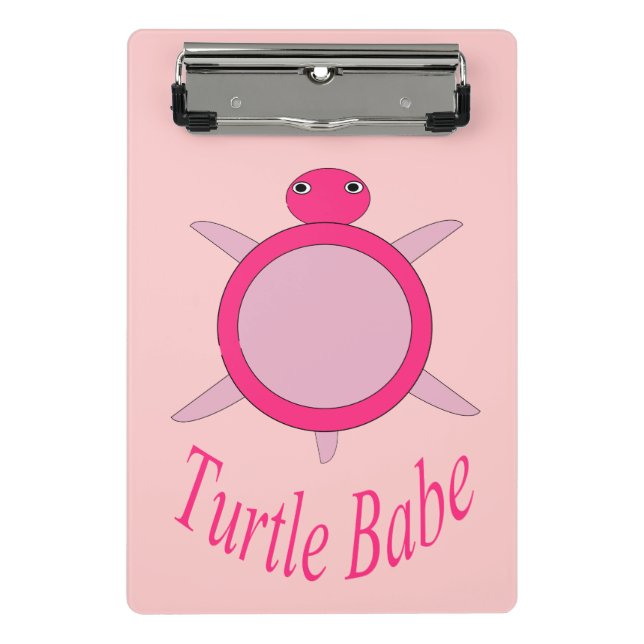 Niedlich Pink Turtle Babe Mini Zwischenablage Klemmbrett (Vorderseite)