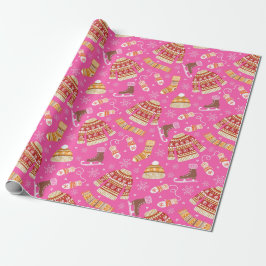 Niedlich Pink Ugge Weihnachts-Sweater-Wetter Geschenkpapier