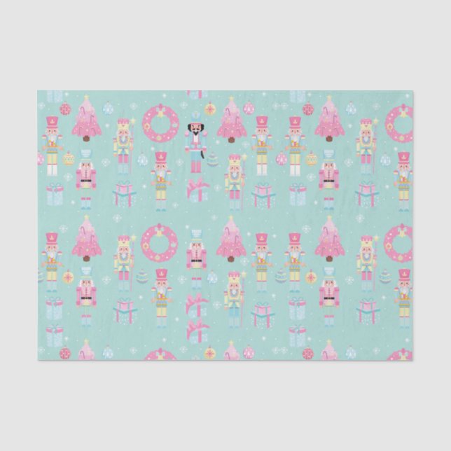 Niedlich Pink und Minzgrün Weihnachtscreme Seidenpapier (Vorderseite)