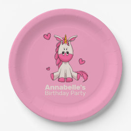 Niedlich Pink Unicorn Girl Geburtstagsparty Pappteller