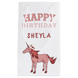 Niedlich Pink Unicorn glücklich Geburtsname Kleine Geschenktüte
