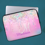 Niedlich Pink Unicorn Rainbow Glitzer Tropfen Mono Laptopschutzhülle<br><div class="desc">Hübsche schicke und elegante mädchenhafte Glitzer-Tropfen in einzigartiger Regenbogenfarbe, um eine besondere, stilvolle Laptop-Laptop-Hülle zu schaffen. Fügen Sie Ihrem Büro, Ihrem Schreibtisch oder Ihrem persönlichen Raum einen stilvollen individuelle Name und eine monografische Laptop-Hülle hinzu.. personalisieren Sie ihn mit einem Skriptnamen und Monogramm. Das perfekte Accessoire für ein modernes Mädchen oder...</div>