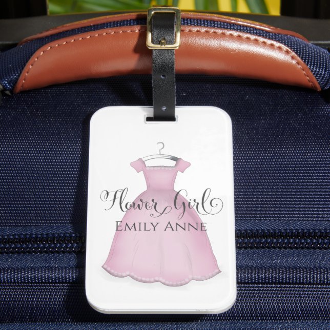 Niedlich Pink Wasserfarbenblume Girl Calligrafy Gepäckanhänger (Vorderseite Insitu 2)