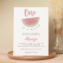 Niedlich Pink Watercolor Eins in einem Melone Erst