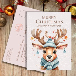 Niedlich Pink Watercolor Weihnachtsmann Postkarte