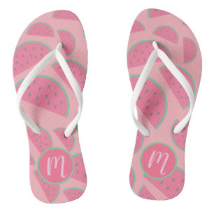 Niedlich-Pink-Watermelon-Muster-Monogramm Flip Flops