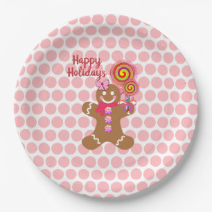 Niedlich Pink Weihnachten Lebkuchen Girl Holiday Pappteller