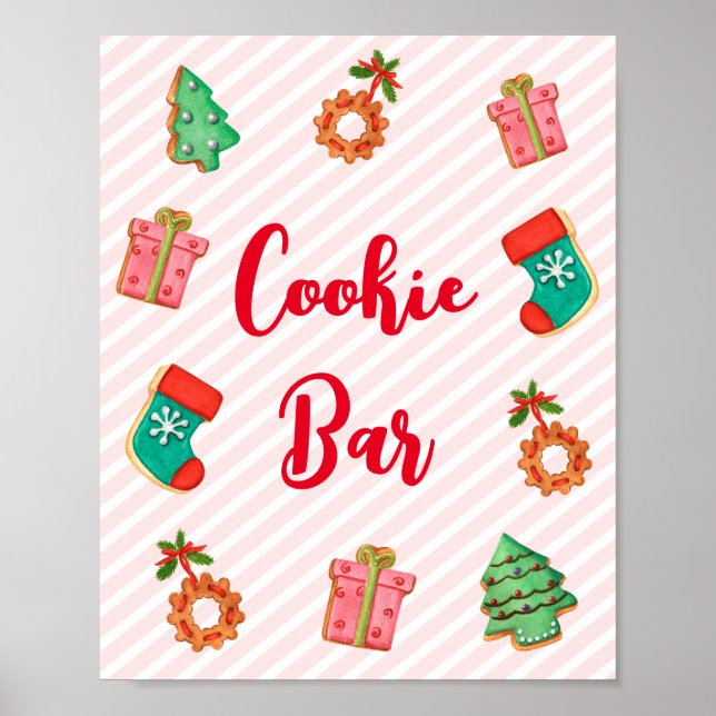 Niedlich Pink Weihnachts-Cookie-Bar-Zeichen Poster (Vorne)