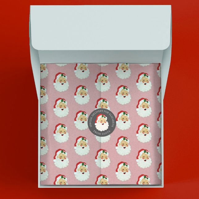 Niedlich Pink Weihnachts-Weihnachtsmann-Klaus Seidenpapier (Cute pink vintage Santa Claus tissue paper. So fun for Christmas gift wrap packaging.)